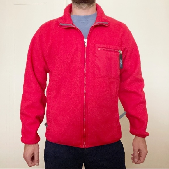 Patagonia Vintage 90s Full Zip Fleece Jacket Red Men’s Medium USA - Picture 1 of 11